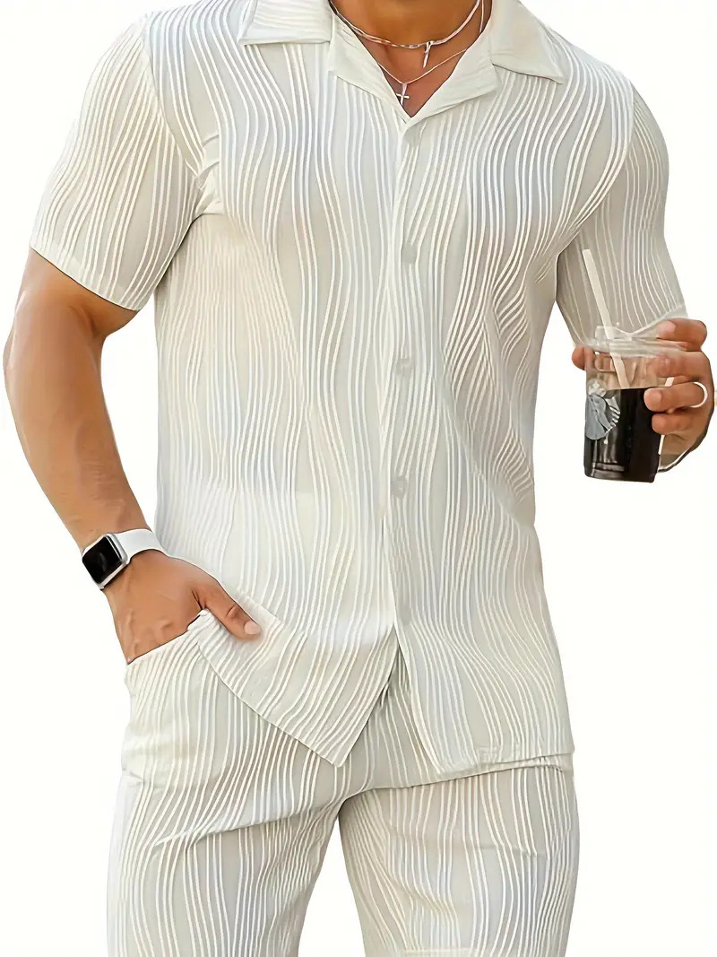 Clothing mens designer tracksuit set Man wavy casual breathable black white short sleeved shirt and shorts set 2 piece sets Track Suit