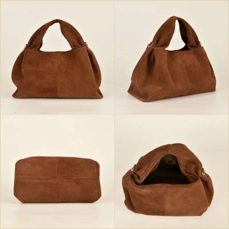 2024 New Dumpling Suede Leather Cowhide Large Capacity Handheld Single Shoulder Crossbody Bag Handbag For women