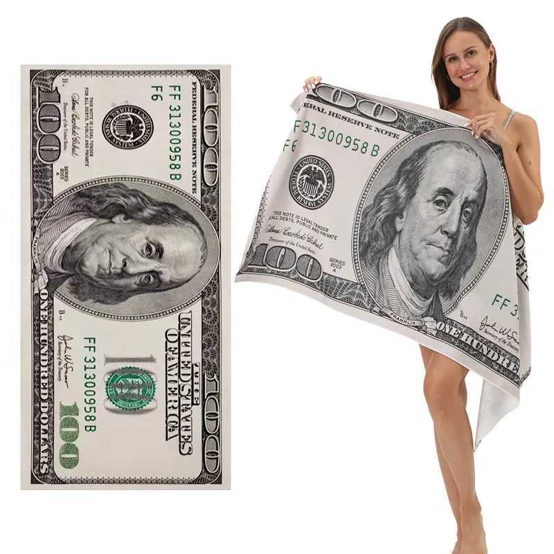 Microfiber Beach Towel Quick Dry Absorbent Bath Towel Hundred Dollar Print Perfect for Beach Travel Camping Party Vacation S25610