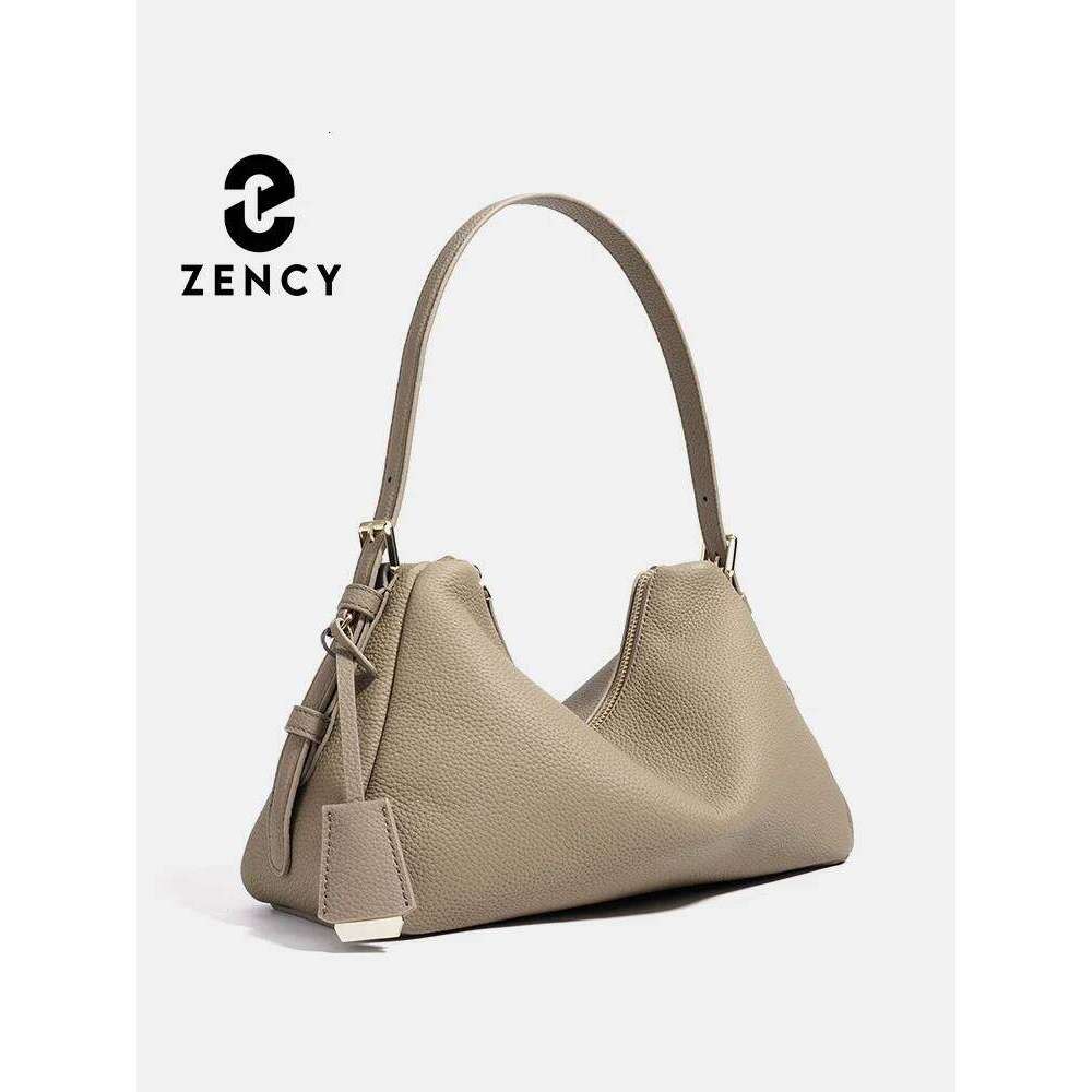 Zency Genuine Leather Satchel Bags For Women Simple Fashion Ladies Underarm Handbag Large Capacity Shoulder Bag 2025 New
