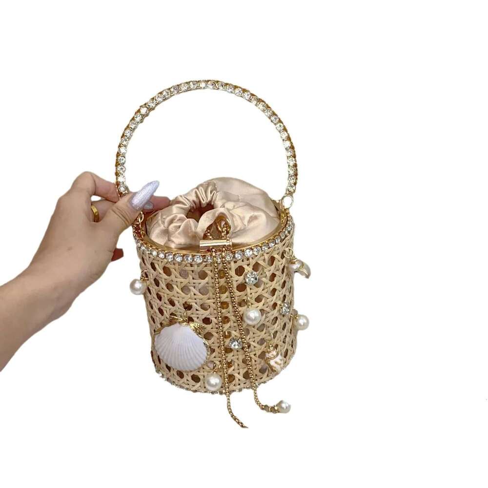 Summer Flower Beach Women Bohemia Hand Woven Beaded Straw Dia Handbag Elegant Shoulder Bag High Quality Evening Bags
