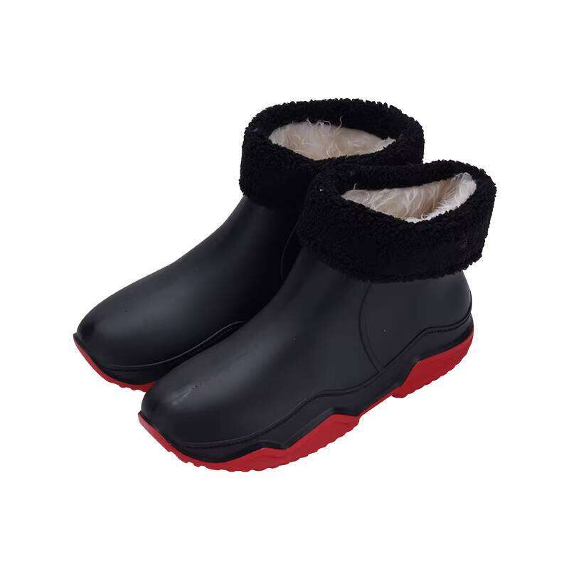 Wholesale Factory Direct Sales Rain Shoes PVC Material Waterproof Women Boots with Removable Fleece Lining