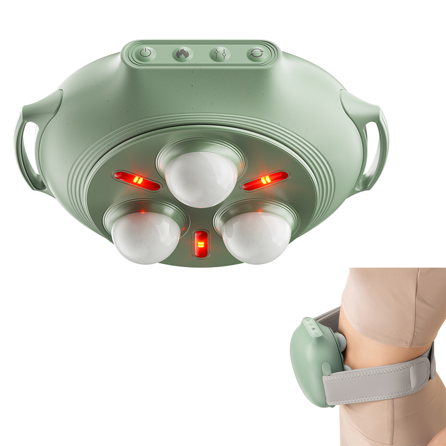 Jade Stone Abdominal Massager Belt with Heating Electric Jade Belly Kneading Device for Constipation Relief Uterus Care and Stomach Wellness