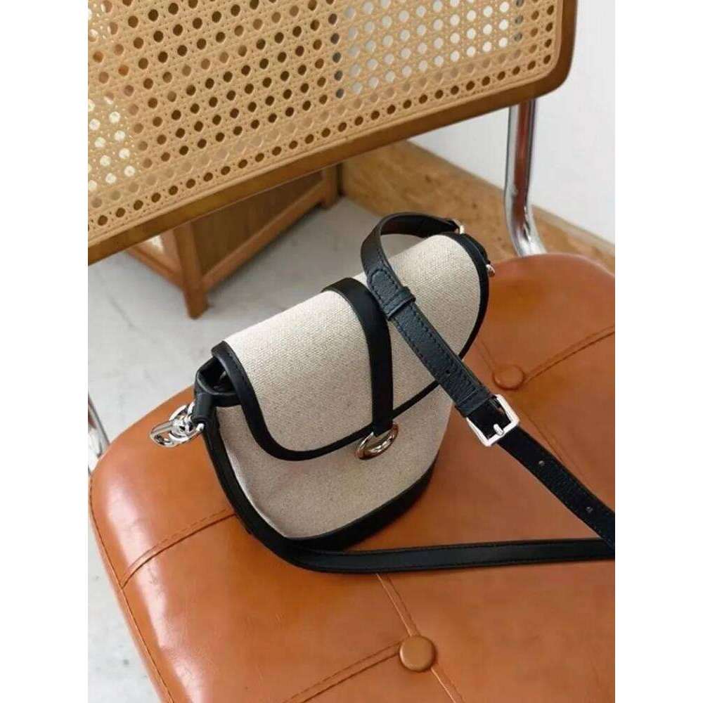 Summer Designer Cow Splicing Cotton Linen Women Canvas Bucket Casual Fashion Ladies Strap Shoulder Bag Small Flap Crossbody 2025/06/10