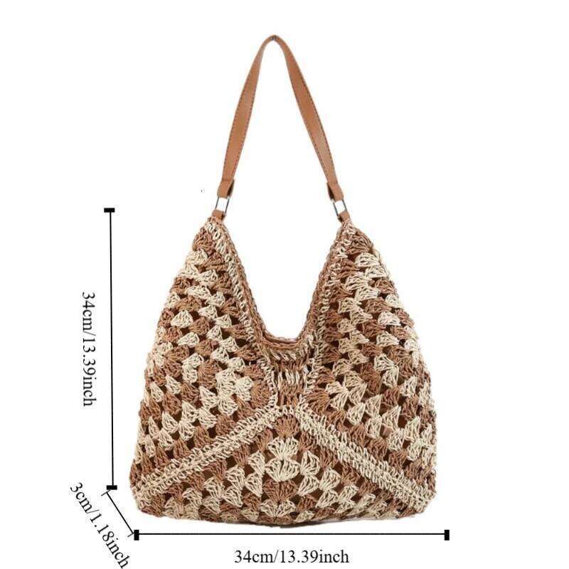 Trendy Summer Straw Crochet Leisure Beach Weave Shoulder Bag Casual Vacation Women's Handbags Travel