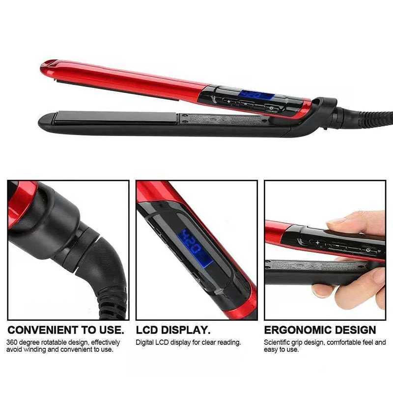 Hair Iron Flat 2-in-1 ceramic coating Hair straightener comb hair Curler beauty care Iron healthy beauty curling irons flat iron W250610