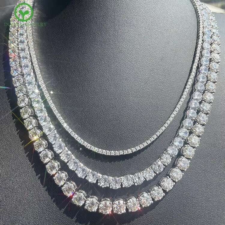 Fine Jewelry Pass Diamond Test 10k 14k Gold 3mm 4mm 5mm Wide Moissanite Diamond Tennis Necklace Bracelet Chain for Man