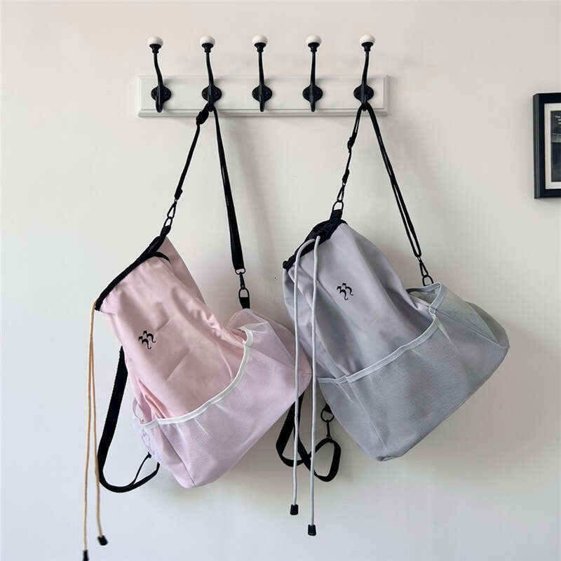 Niche Design Offset Printing INS Nylon Lightweight Large Capacity Mesh Backpack Simple Versatile Drawstring Closure Shoulder Bag