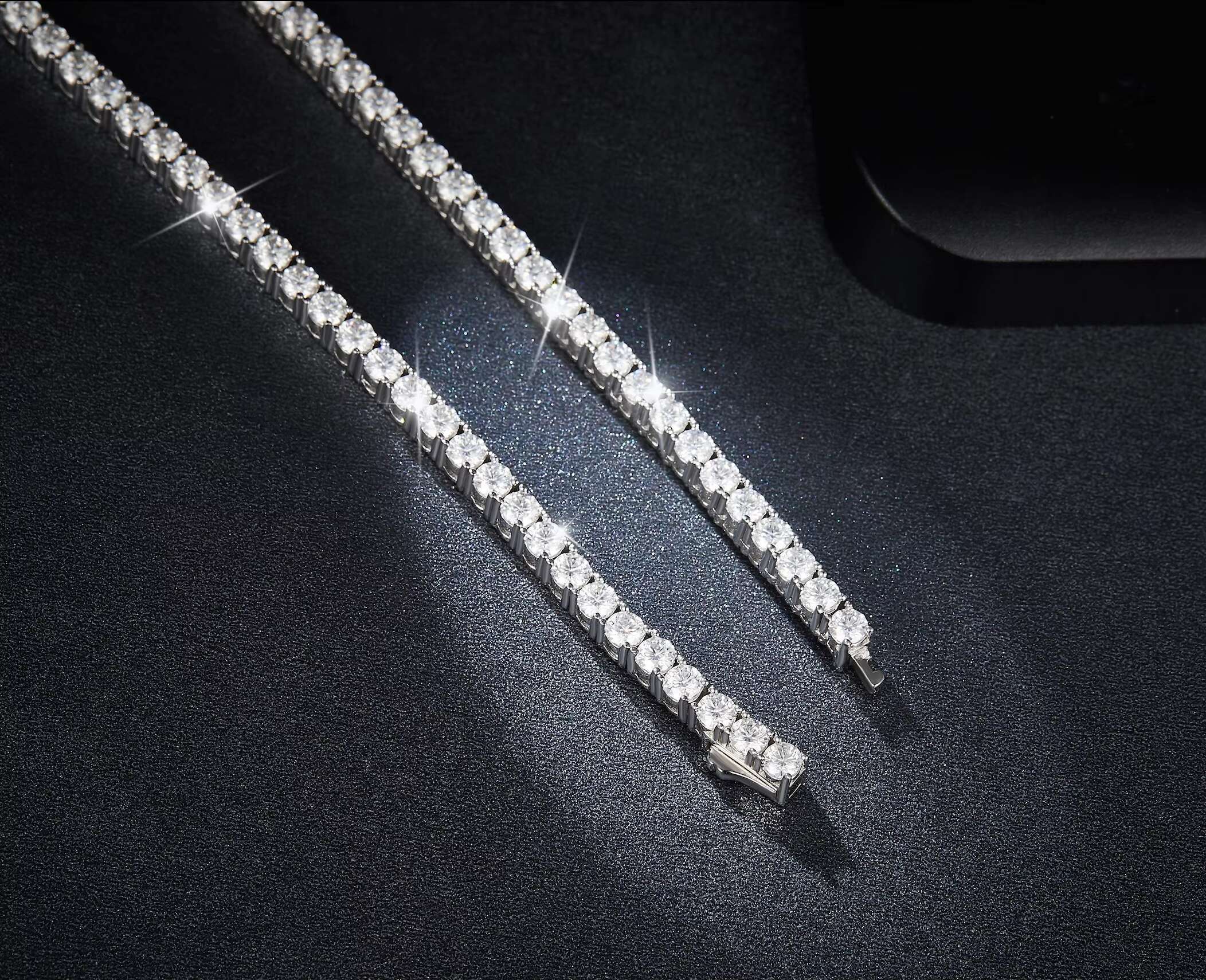 925s 18K Gold Plated Tennis Necklace for Men 4mm White Moissanite for Wedding Gift Stylish Womens Moissanite Tennis Necklace OACOCA