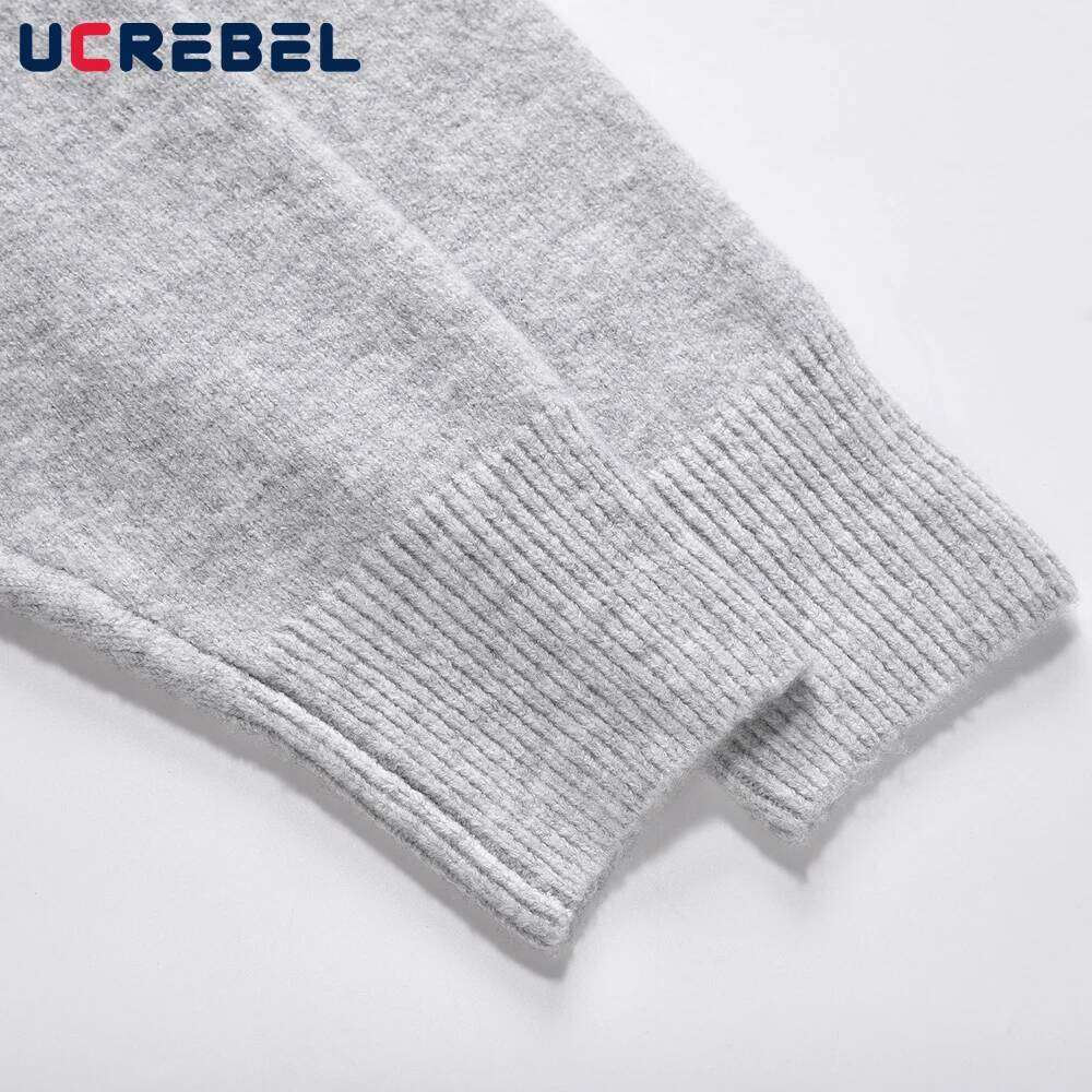 Letter Embroidery Crew Neck Sweater Menns Streetwear Loose Long Sleeve Knitted Pullover Men Autumn