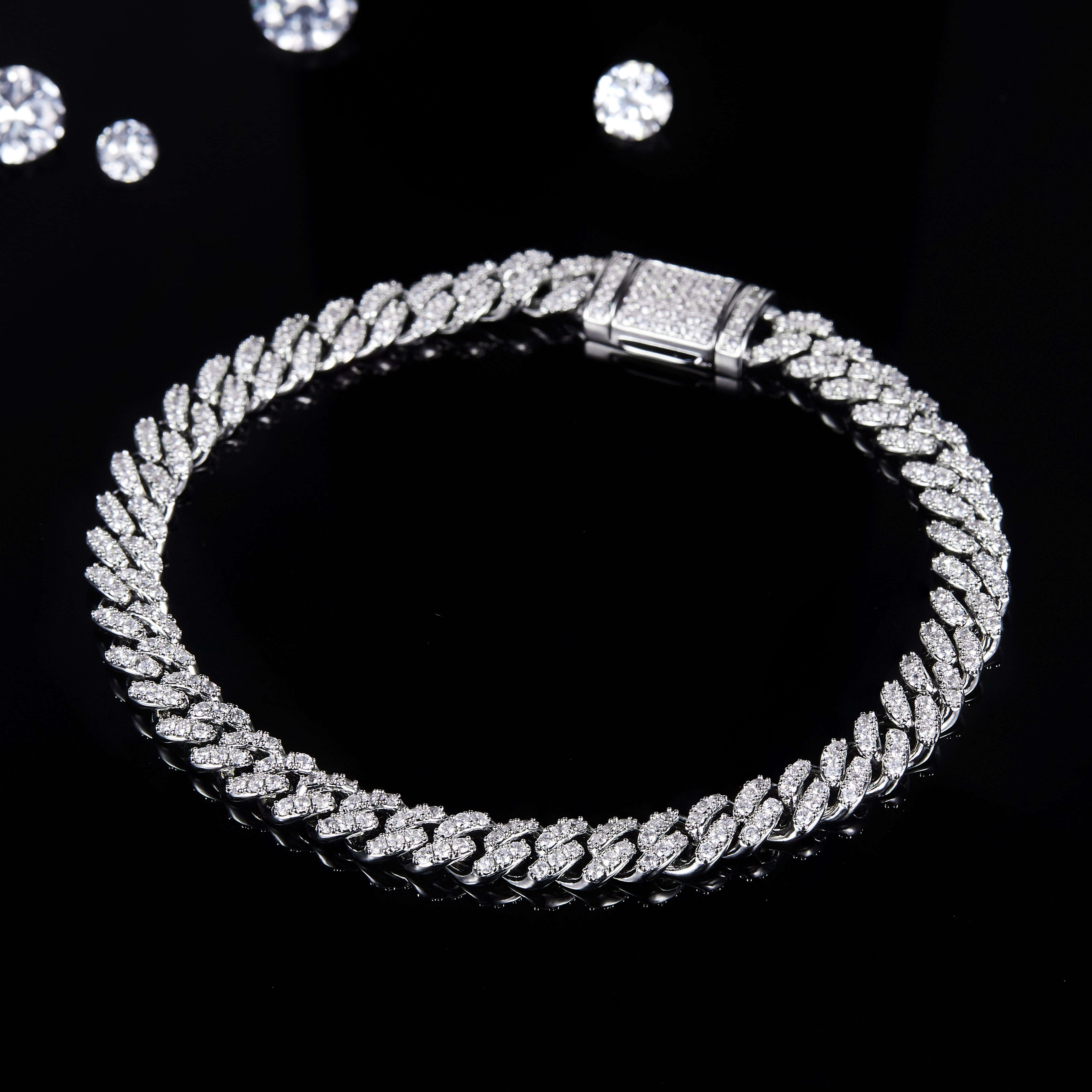 925 Silver 6mm Cuban Chain Necklace 14K Gold Plated VVS Moissanite Trendy Hiphop Iced Out OACOCA
