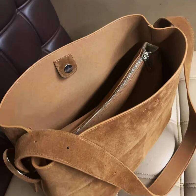 Korean Genuine Leather Tote Bags For Women Designer Handbag Purse 2024 New In Cowhide With Inner Pocket Underarm Shoulder