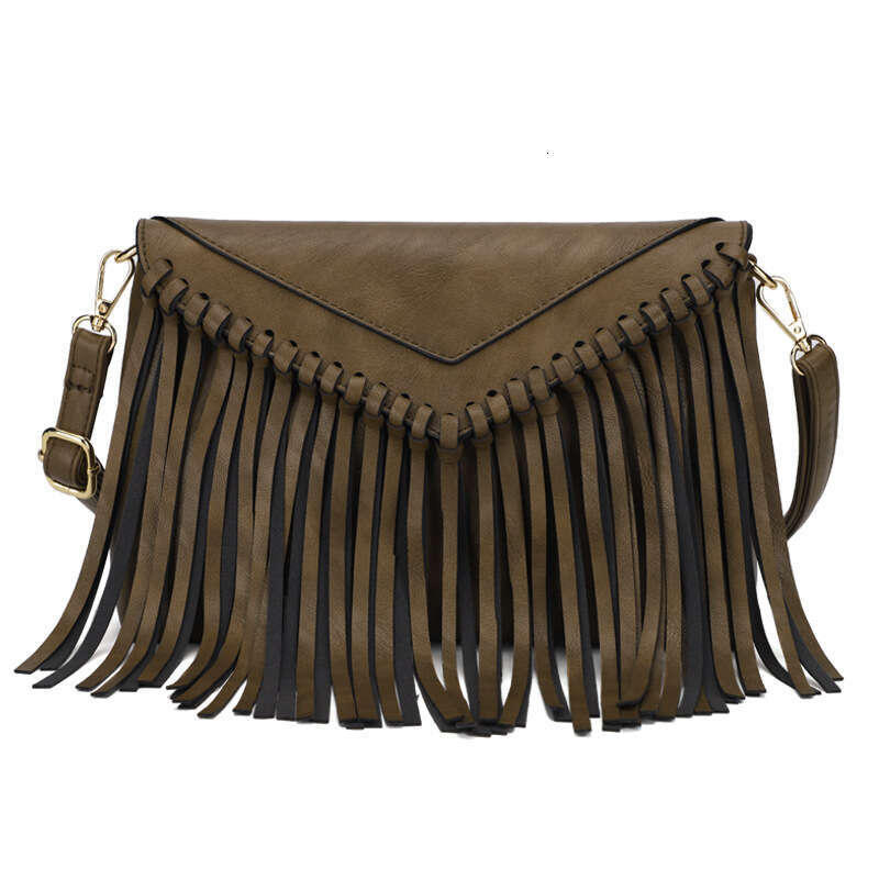 Trendy Women's New Tassel Shoulder Crossbody Envelope Small Square Bag