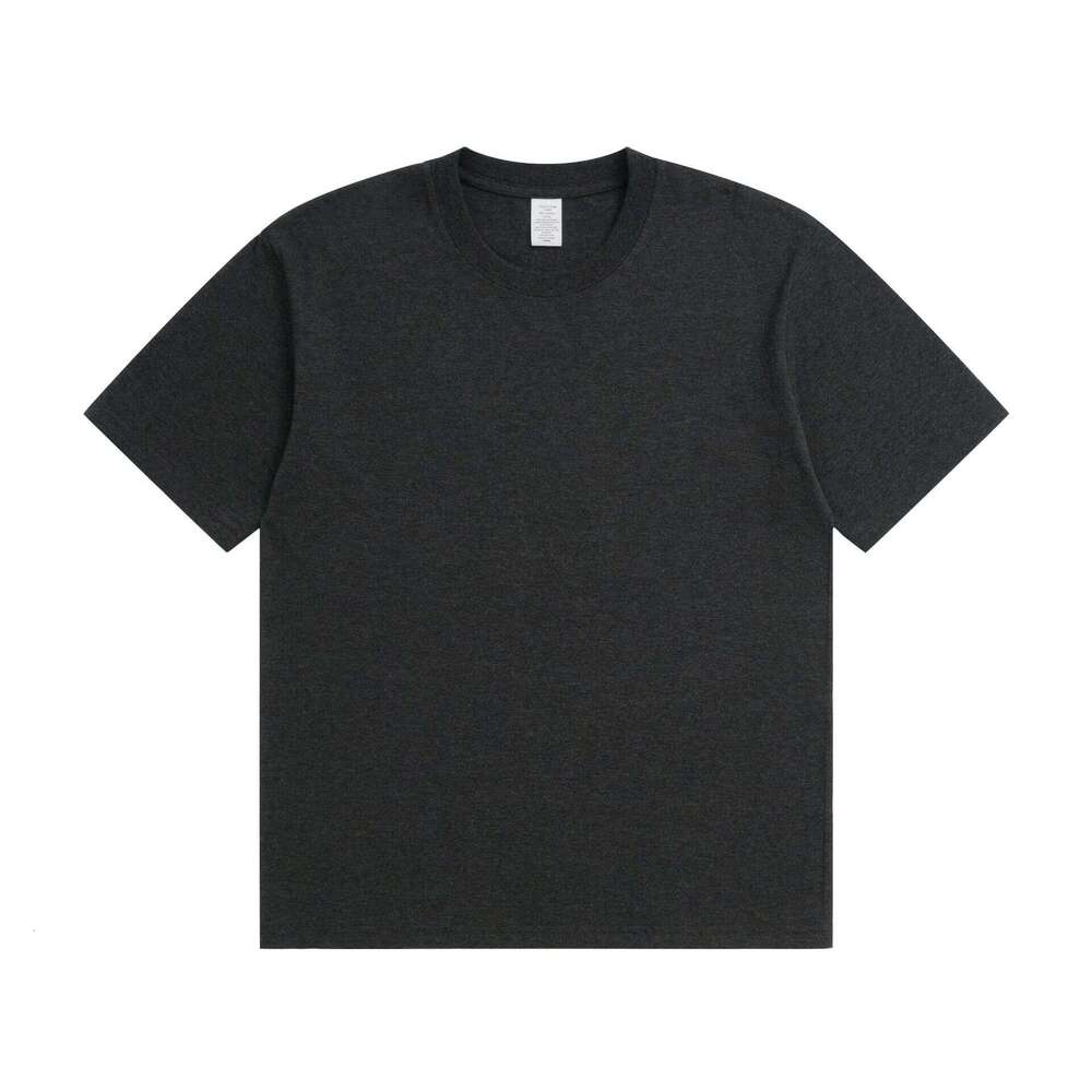 2025 T-Shirt for Men 230g Solid Color Crew Neck Short Sleeve Casual Combed Cotton Unisex Regular Shoulder Tee-Deep hemp gray