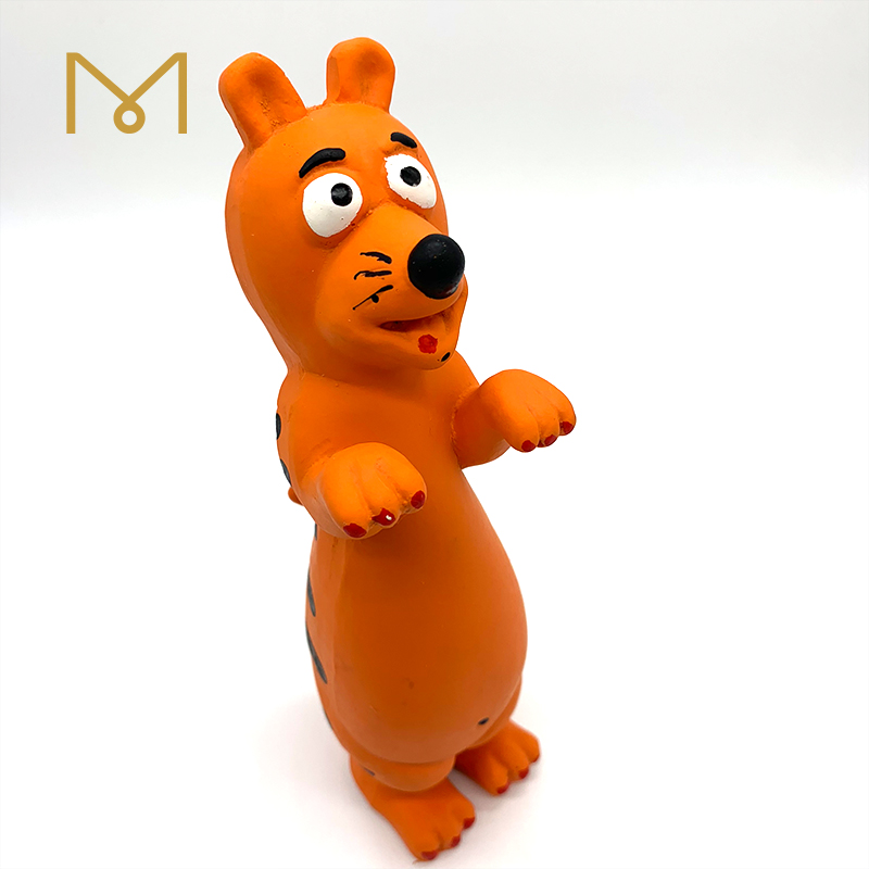 Rubber Squeaky Soft Dog Toy Latex Pet Chew Orange Tiger Dog Toys 4pcs/Pack