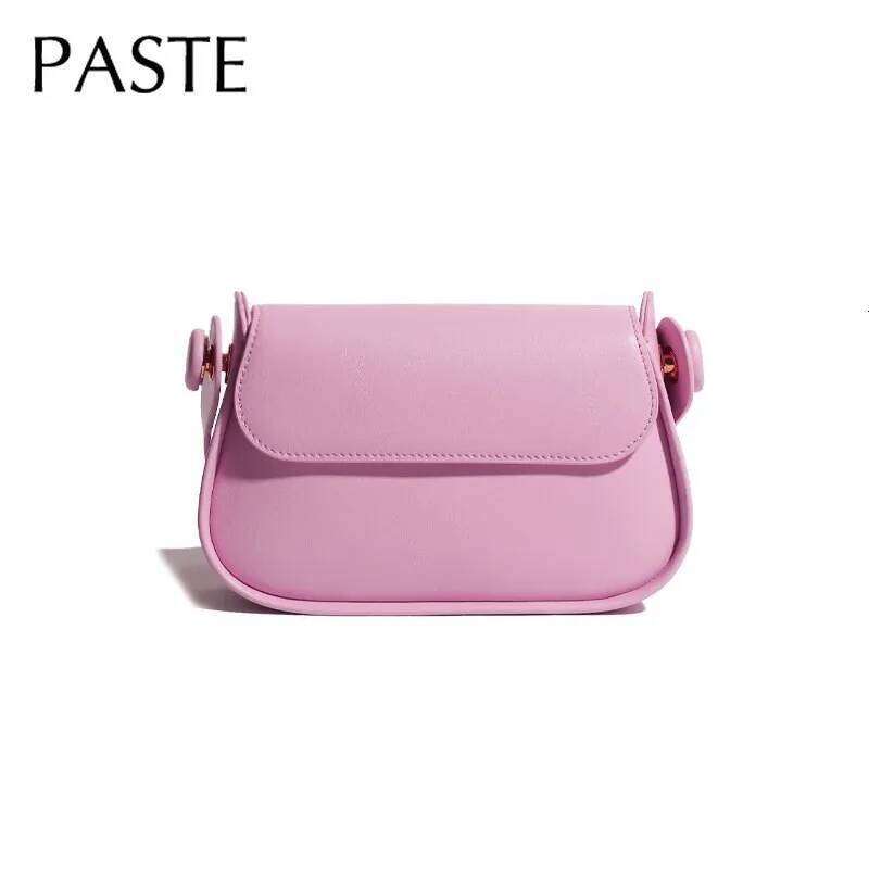 2025 Pink Green Summer Small Saddle Flap Hard Split Cow Leather Female Crossbody Shoulder Bag All-match Daily-use Purse