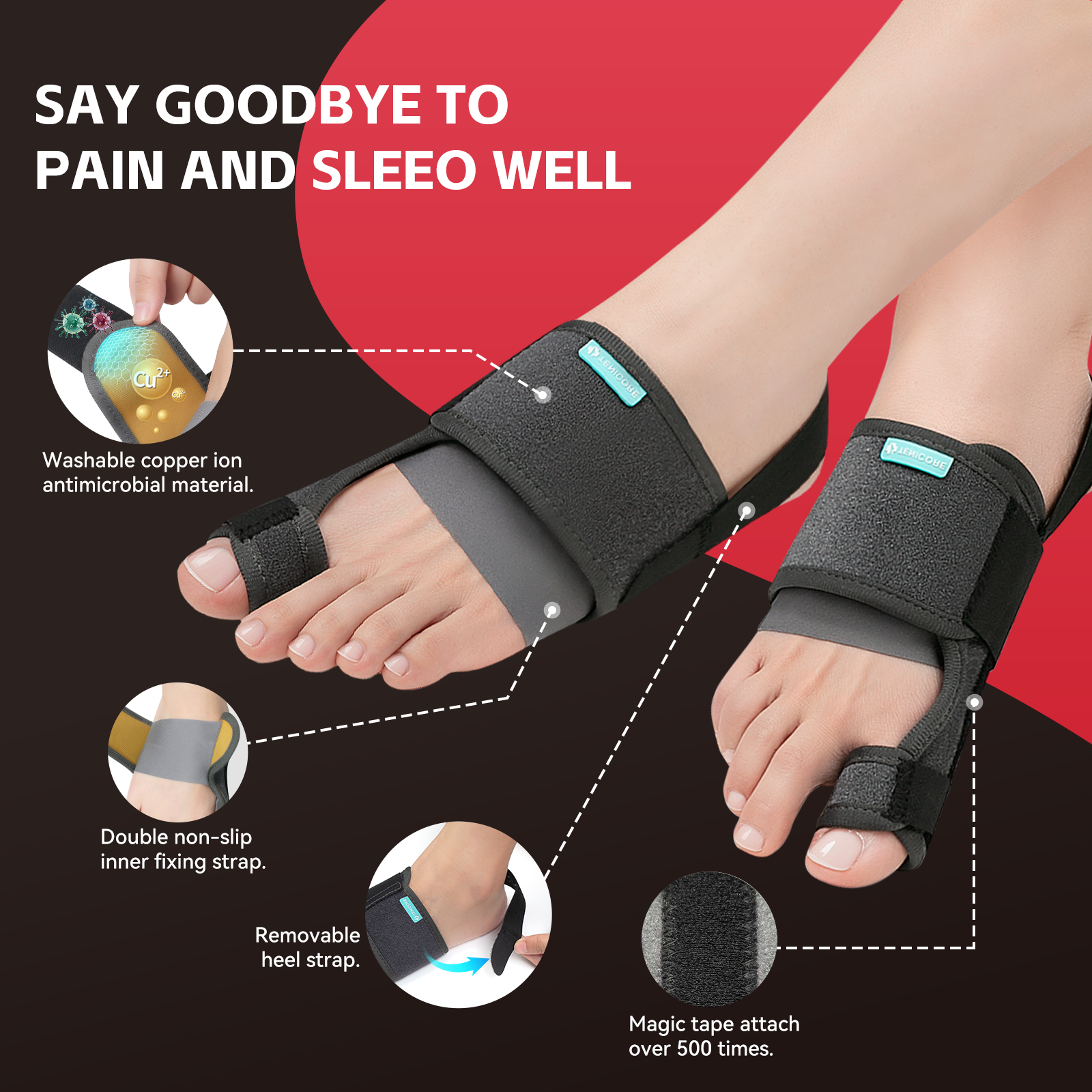 Bunion Corrector for Women & Men, Orthopedic Bunion Splint for Hallux Valgus Pain Relief, Big Toe Separator Hammer Toe Straightener/ 2 Pack