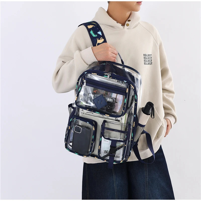 Large Capacity Student Backpack Colorful Backpack Outdoor Sports Bag Unisex Transparent Waterproof Backpack 250606