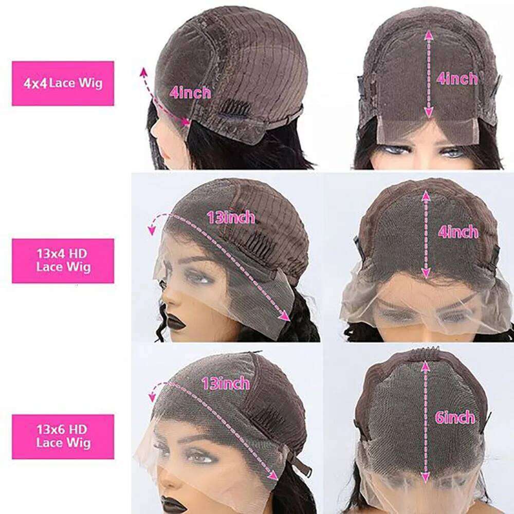 13x6 Front HD Transparent Kinky Straight Human Hair Glueless Lace Frontal Wigs for Women