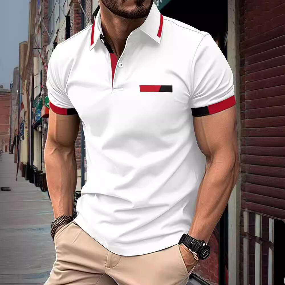 New Men's Casual Short Sleeve Polo Shirt With Multiple Colors And Turn-Down Collar B5