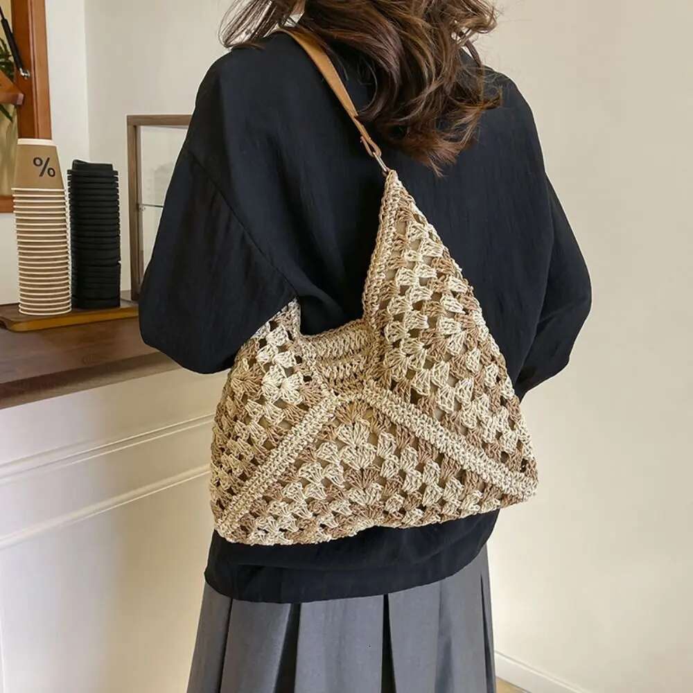 Trendy Summer Straw Crochet Leisure Beach Weave Shoulder Bag Casual Vacation Women's Handbags Travel