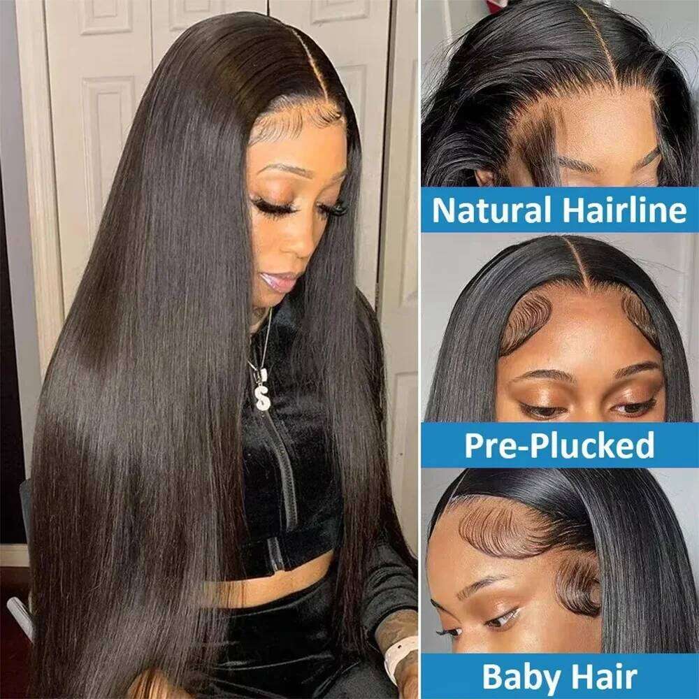 200% Density 13x4 Bone Straight Front Wigs 100% Natural Human Hair 36 38 Inch 13x6 Hd Lace Frontal Wig Preplucked For Women