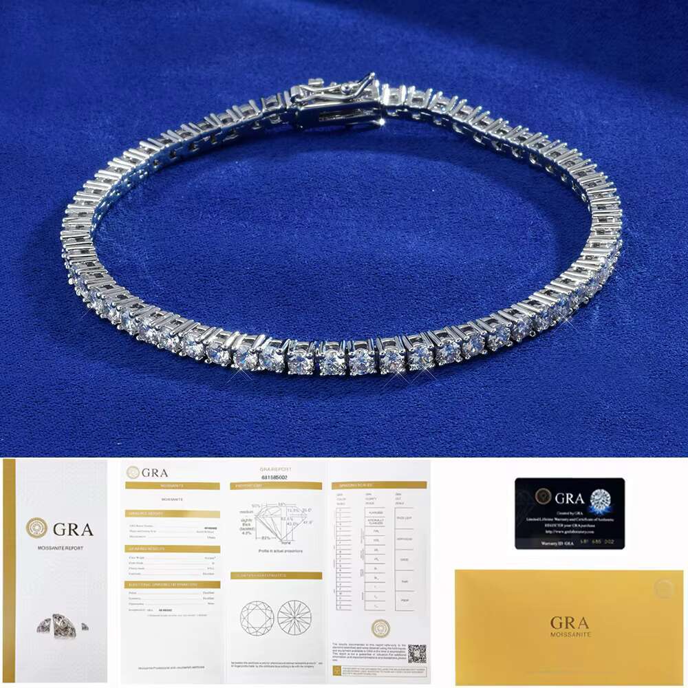 OACOCA S925 Silver Moissanite 3mm Tennis High Quality Chain Necklace and Bracelet