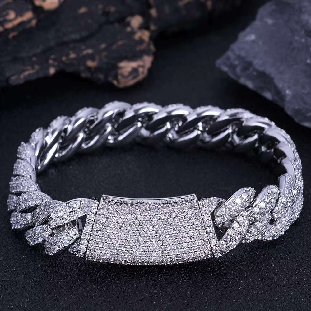 OACOCA Hip Hop Luxury 13mm Double Row Diamond Cuban Chain Necklace Micro Pave Bling Iced Out Zircon Cuban Link Chain Jewelry for Men