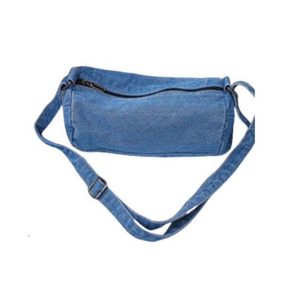 2025 New Denim Cylinder Crossbody Artistic Student Backpack Small Slouch Canvas Phone Bag