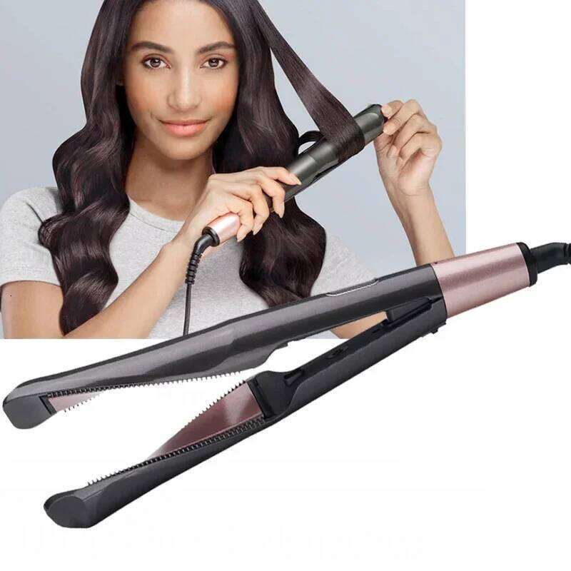 2 in 1 Twist Rotating Straightening Curler Wet & Dry Flat Iron Curling Hair Styler Tools
