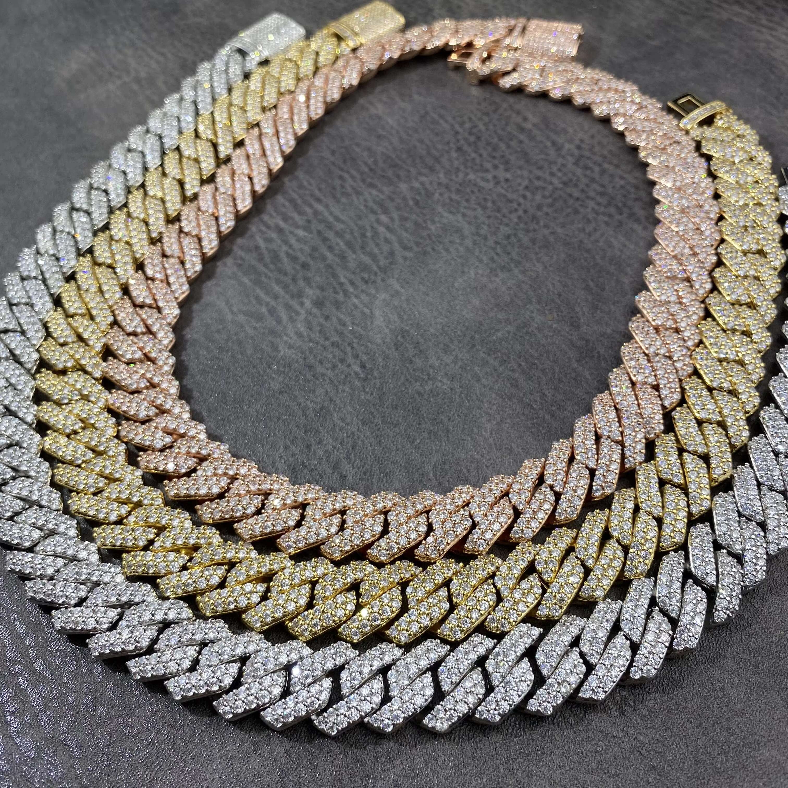 OACOCA Diamond Tester GRA Moissanite Luxury Rapper Hip Hop 925 Silver 14mm Cuban Link Chain Bracelet Custom Hip Hop Fine Jewelry