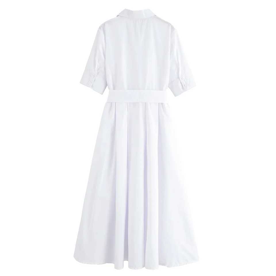 HipSeam Women Dress With Belt Spring Pocket Lady Dress Button Midi Dress Casual Side Zipper Womens Dresses Female Party Dress XJ250610