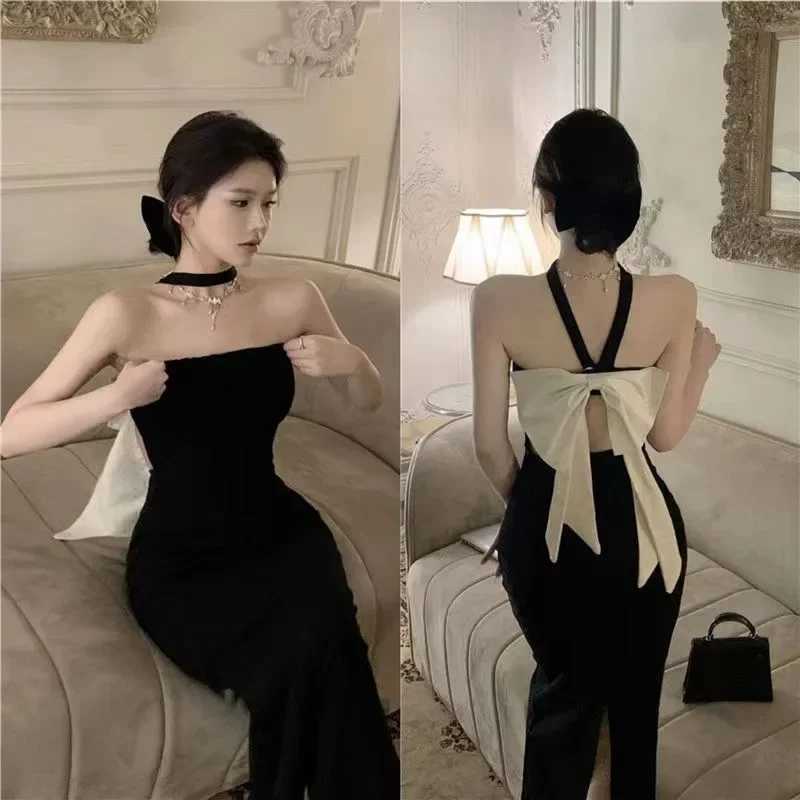 Color Block Neckline Dress Summer Sexy Spicy Girl Skirt Butterfly Knot Slim Fit Mini Split Knee Length One Shoulder AE Stock XJ250610