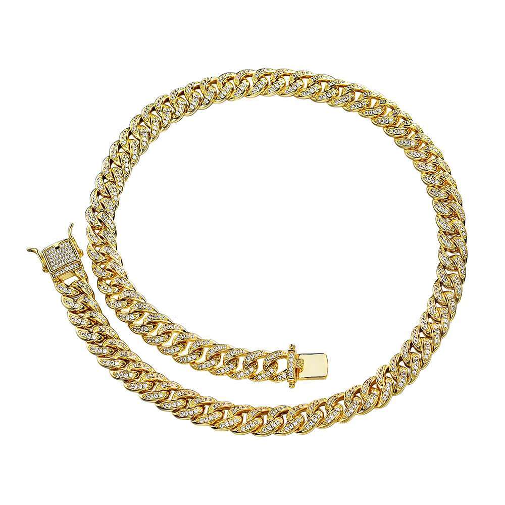 OACOCA Cuban Mens Necklaces Silver 14k White Gold Moissanite Stone Setting Jewelry Vermeil Iced Out 9mm Cuban Link Chain