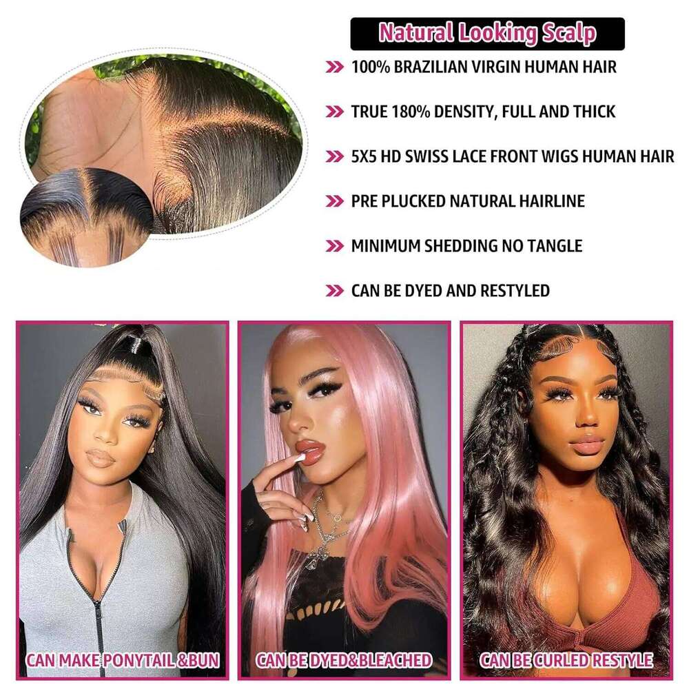 30 38 Inch 180 Density Bone Straight 13x4 HD Frontal Human Hair Wig Brazilian 13x6 Lace Front Wigs Pre Plucked For Women