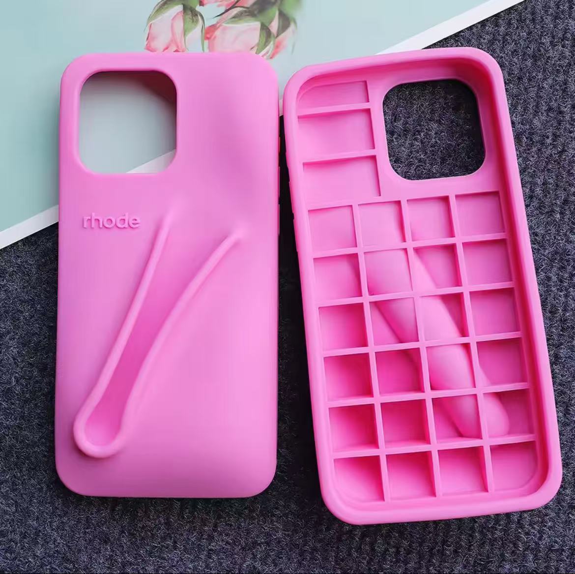 Autumn Edition New Rhode DIY Lipstick Lip Holder Soft Silicone Case for IPhone 16 15 14 13 12 11 Pro Max Plus Phone Stand Cover