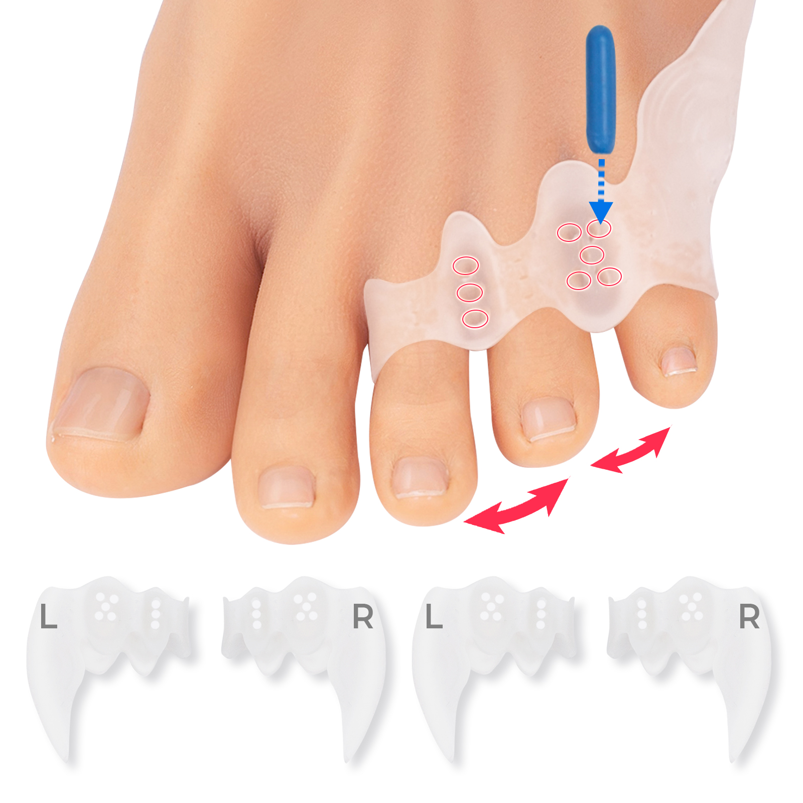 Gel Toe Separators for Overlapping Toes, Bunions, Big Toe Alignment, Corrector and Spacer