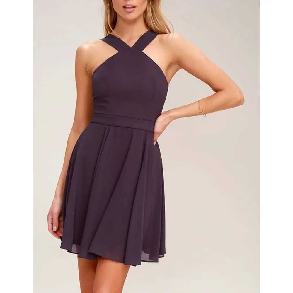 Women Sleeveless Backless Sexy Club Mini Dress 2024 Summer Party Strappy Back Zipper Solid Shift Halter Short Dresses XJ250610