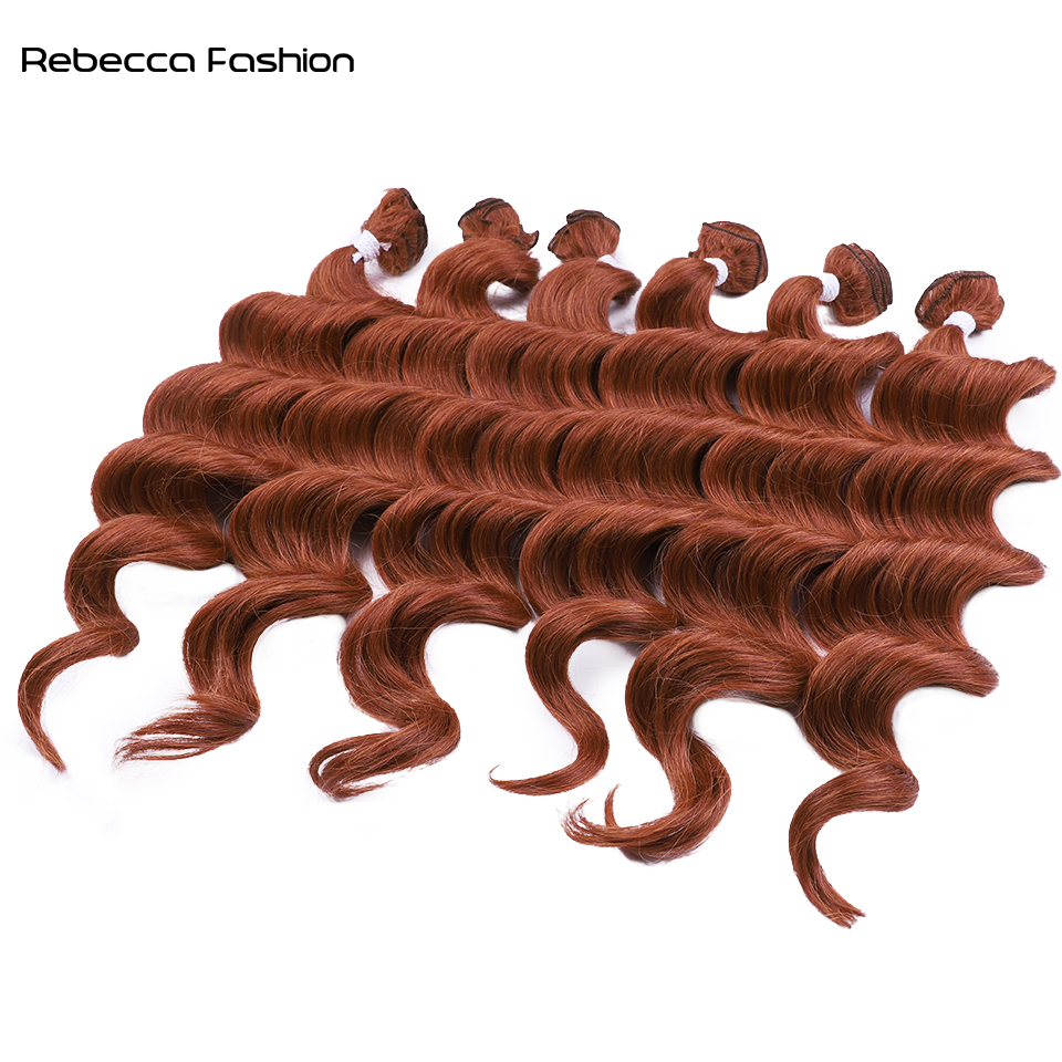 Rebecca Fashion Deep Wave Synthetic Hair Extensions 6pcs Set of Long Length (24 Inches) for Stylish Braids & Twists