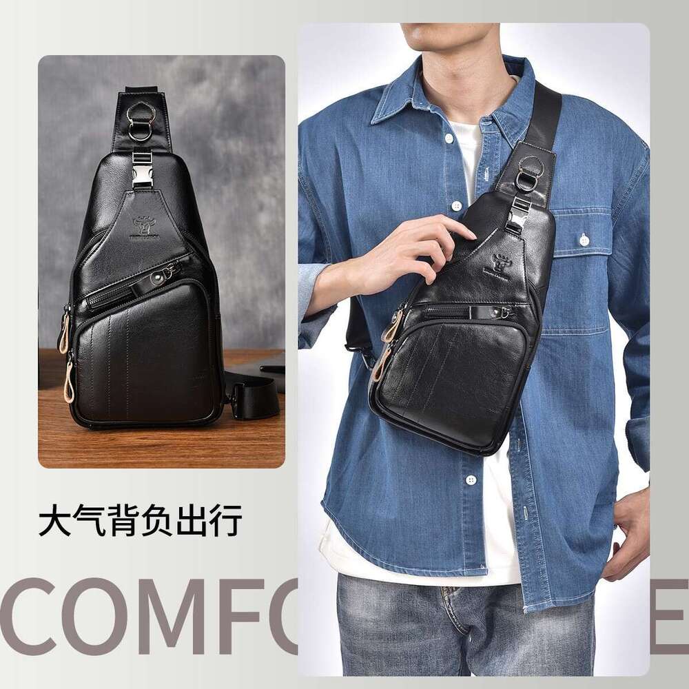 TAURUSCIAGA Top Layer Men's Chest Oil Wax Cowhide Fashion Genuine Leather Crossbody Bag