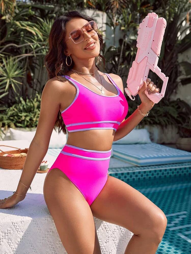 Sexy Sport Bikini Set Swimwear Women 2024 High Waist Two-Piece Swimsuit Woman Tankini Y2k Bath Suits Beach Wear Monokini