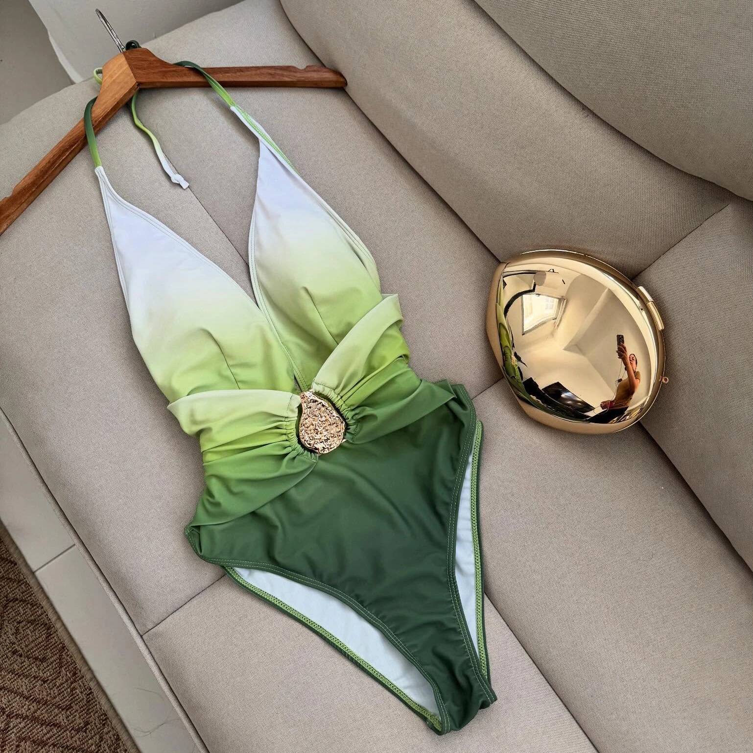 Off Shoulder One Piece Swimsuit Sexy Women Swimwear 2025 Shiny Button Bikini Female Swim Suits Solid Black Bodysuit Beachwear