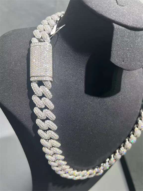 18mm Cuban Link Chain Moissanite 925 Sterling Sliver Luxury 22 Inches Diamond Necklace Hip Hop Necklace OACOCA