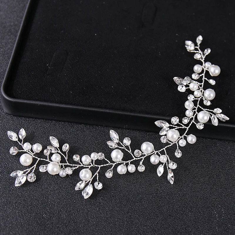 Wedding Crystal Hair Vines Flower Leaf Headpieces Handmade Pearls Crystal Headbands Prom Bridal Wedding Hair Accessories Jewelry 250610