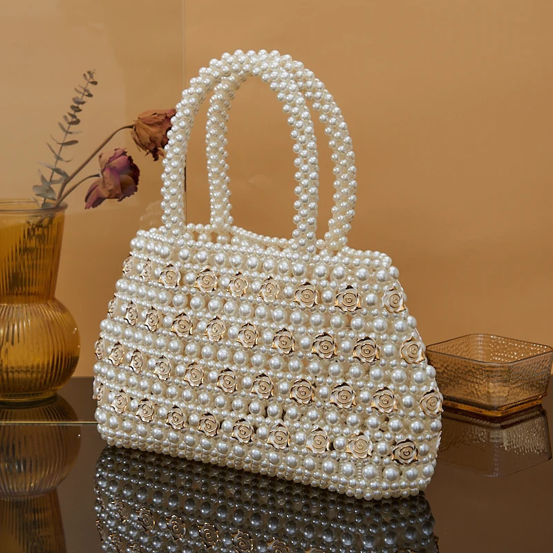 style temperament beaded bag novel female beautiful pearl handbag wedding party lady handbag 250605
