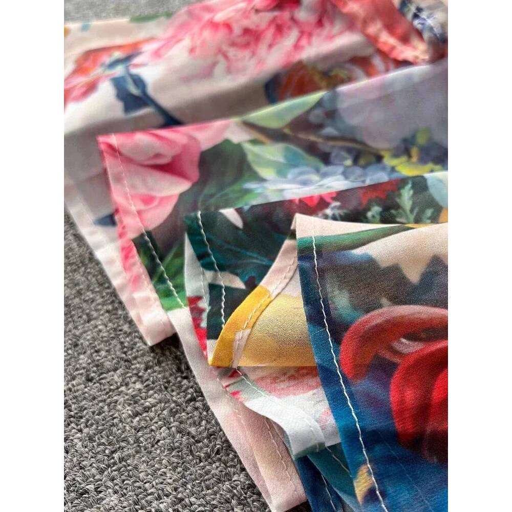 Summer Holiday Gorgeous Floral Retro Women Sleeveless Ruffles Flower Print Dress Female Bohemain Robe Festival Vestidos