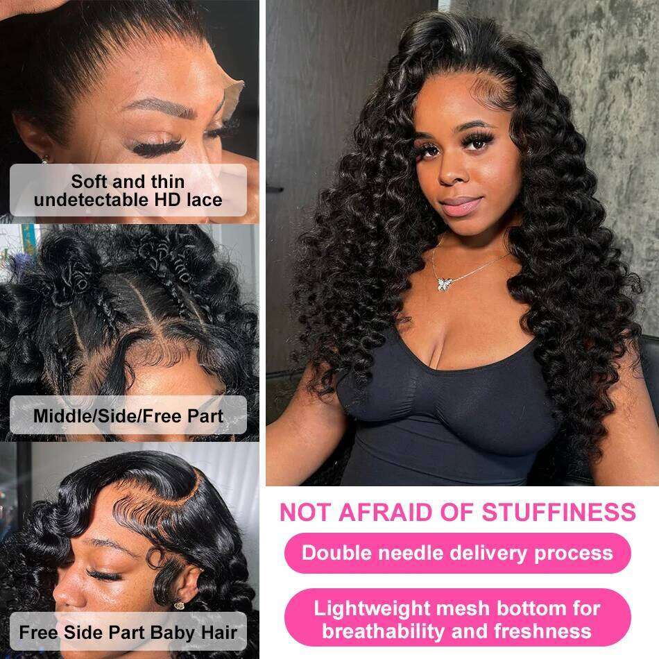 Rosabeauty 250% 13x6 Hd Frontal Wig Loose Waves wig Human Hair Brazilian 30 32Inch Deep Wave 13x4 Lace Front Wigs For Women