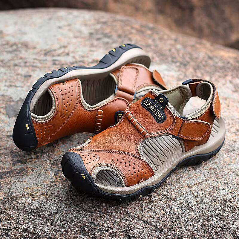 New Hot Selling Outdoor Rubber Men Leather Summer Beach Slipper High Quality Big Size Sandals
