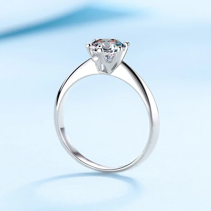 Tezzc 1-3CT VVS1 Rings for Women Engagement Wedding Promise Solitaire Band GRA Certified S925 Sterling Silver Ring 250610