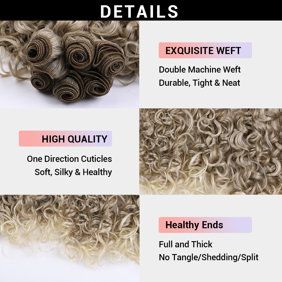 Rebecca Fashion Synthetic 18 20 22 inch 6pcs Deep Wave Bundles Ombre Brown High Temperature Fiber Weave Hair Extensions
